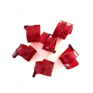 NWOT Lot of 6 RED Acrylic Christmas Napkin Rings Holders EXCELLENT